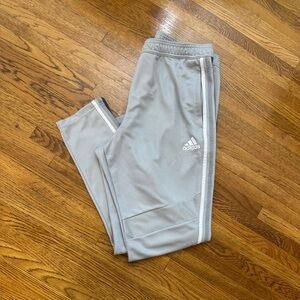 Mens Adidas Tapered Fit Pants with zipper and Three-Stripe Design